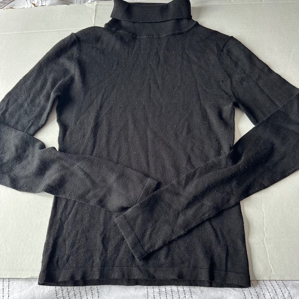Reformation Black Turtleneck Long Sleeve Fine Knit Slim Fit Sweater Top